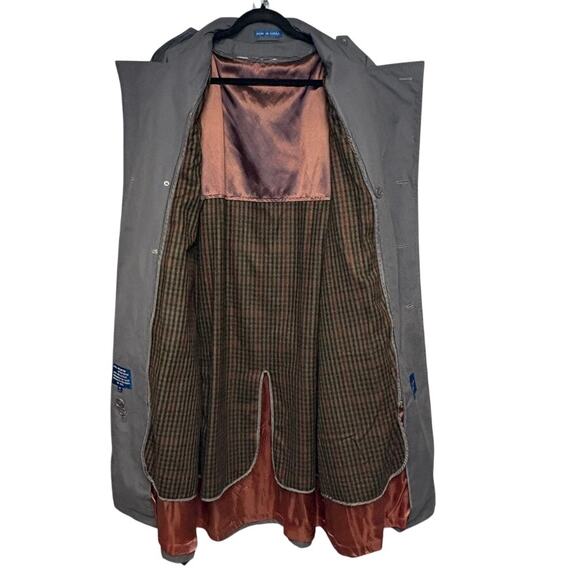 VTG 90s Home Alone Towncraft Lined Grey Mens Long Business Trench Overcoat Sz 44 - Picture 3 of 6